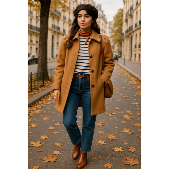 Neiman Marcus 14 Lambswool $499 Vintage Coat Button Front Jacket Camel Tan - Picture 1 of 9